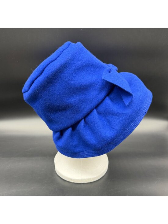 Vintage Blue Felt Hat Bow Detail Union Made Mid Century Accessory Retro Chic main image 11